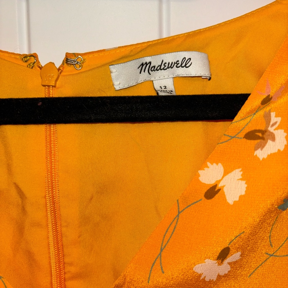Madewell Silk Belladonna Painted Dress in Carnations Size 12 - Picture 12 of 13